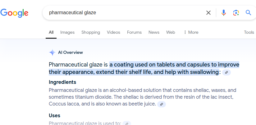 Pharmaceutical Glaze